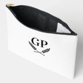Chic laurel Wappen Monogramm Logo große Kosmetiktü Zubehörtasche (Offen)