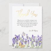 Chic Lavander Butterflies Botanical Dankeskarte (Vorderseite)