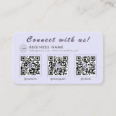 Chic Lavendel 3 QR Code Multi Social Visitenkarte (Vorderseite)