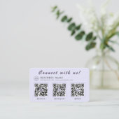 Chic Lavendel 3 QR Code Multi Social Visitenkarte (Stehend Vorderseite)