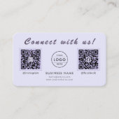 Chic Lavendel-Doppel-QR-Code Multi-Social-Media Visitenkarte (Vorderseite)