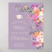 Chic Lavendel florale Aquarell Abschluss willkomme Poster (Vorne)
