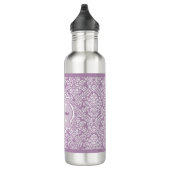 Chic-Lavendel-lila Damast-Monogramm mit Namen Edelstahlflasche (Rechts)