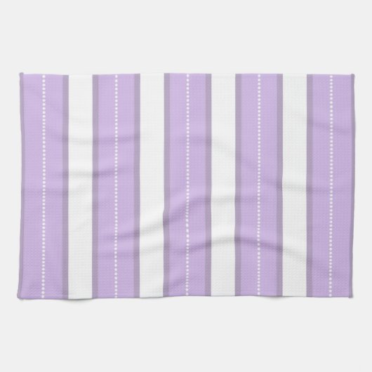 Chic-Lavendel-lila und weißes Streifen-Muster Geschirrtuch (Horizontal)