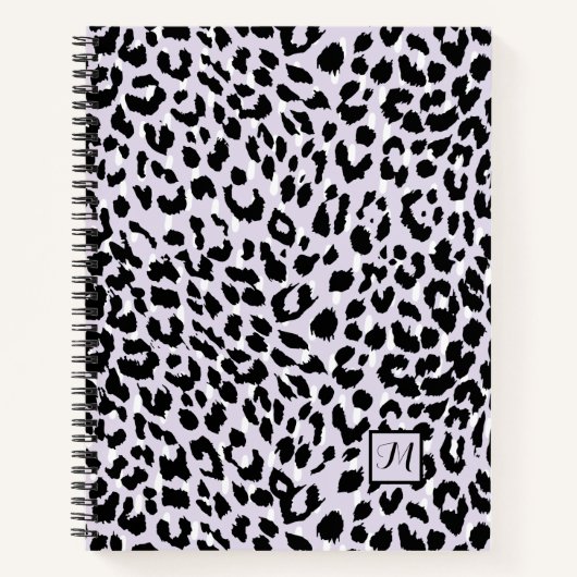 Chic Lavendel und Black Animal Print mit Monogram Notizblock (Vorderseite)
