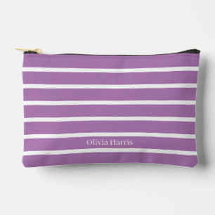 Chic Lavendel & White Strip Travel & Make up Bag Zubehörtasche