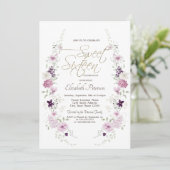Chic Lavendel Wildblumen Sweet 16 Einladung (Stehend Vorderseite)
