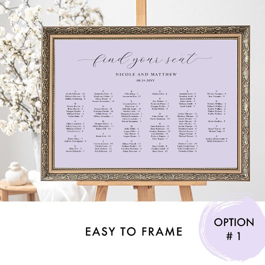 Chic Lavender Alphabetische Hochzeitskarte Poster