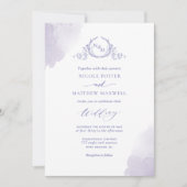 Chic Lavender Aquarellsteine, Monogram Wedding Einladung (Vorderseite)