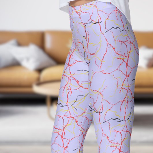 Chic Lavender Blue and Red Fracture Pattern Leggings