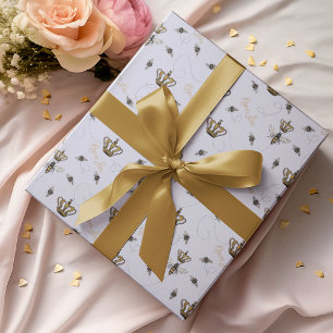 Chic Lavender Buzzing Royal Queen Bee & Gold Crown Geschenkpapier