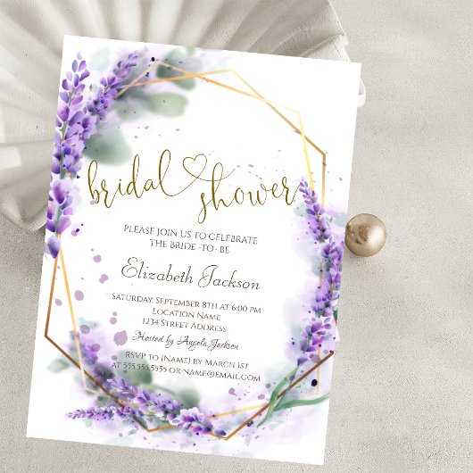 Chic Lavender Flowers Bridal Shower Einladung