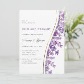 Chic Lavender Foliage 50. Hochzeitstag Einladung (Stehend Vorderseite)