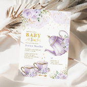 Chic Lavender Gold Floral Baby Dusche Tee Party Einladung