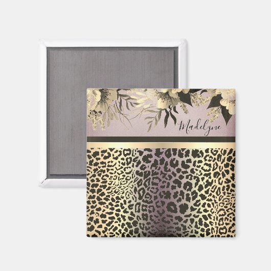 Chic Lavender Gold Leopard Safari Magnet (Vorderseite/Rückseite)