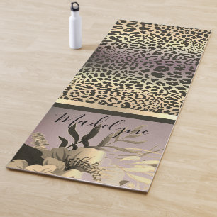 Chic Lavender Gold Leopard Safari Yogamatte