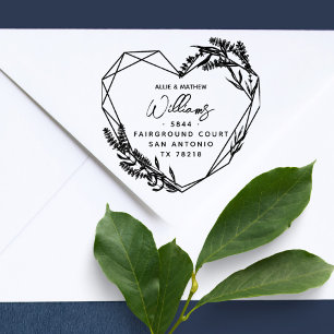 Chic Lavender Heart Verheirateten Paar Rücksendead Gummistempel