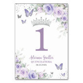 Chic Lavender Lila Flora Quinceñera Sweet 16 Tischnummer (Vorderseite)