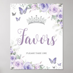 Chic Lavender Lila Floral Quinceñera Favoriten Poster