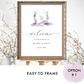 Chic Lavender Lila Monogram Wedding Welcome Sign Poster