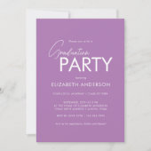 Chic Lavender Lila Typografy Graduation Party Einladung (Vorderseite)