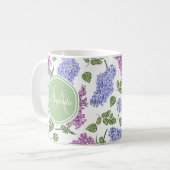 Chic Lavender Lilac Floral Pastell Green Monogram Kaffeetasse (Vorderseite Links)