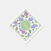 Chic Lavender Lilac Floral Pastell Green Monogram Serviette (Ecke)