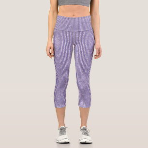 Chic Lavender Lilac Glitzer dünn Vertikal gestrei Capri Leggings