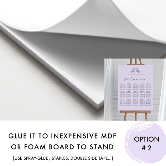 Chic Lavender Monogram Seating Chart Sign Poster