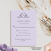 Chic Lavender Monogramm mit/ohne Mahlzeiten UAWG RSVP Karte