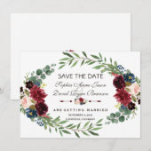 Chic Lavender Navy Blue Floral Bloom Save the Date (Vorne/Hinten)