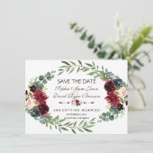 Chic Lavender Navy Blue Floral Bloom Save the Date (Stehend Vorderseite)