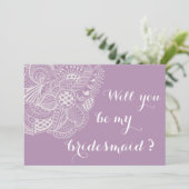 Chic Lavender Paisley wird meine Bridesmaid sein Einladung (Stehend Vorderseite)