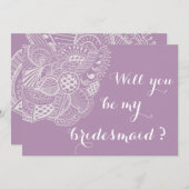 Chic Lavender Paisley wird meine Bridesmaid sein Einladung (Vorne/Hinten)