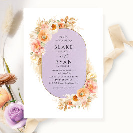 Chic Lavender, Peach Blush and Cream Oval Wedding Einladung