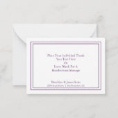 Chic Lavender Peony Floral Vielen Dank Mitteilungskarte (Rückseite)