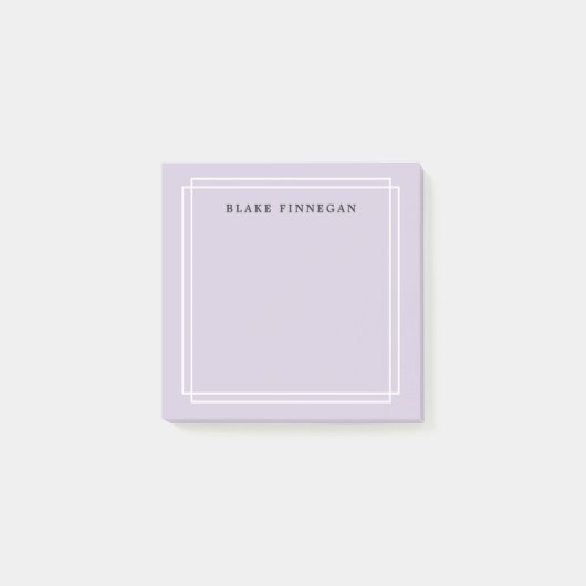 Chic Lavender | Personalisierte weiße Grenze Post-it Klebezettel (Vorderseite)