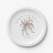 Chic Lavender Ribbon bow baby shower Pappteller (Vorderseite)