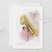 Chic Lavender Ribbon bow First birthday  Einladung (Vorderseite)