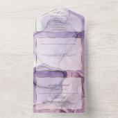 Chic Lavender Rose Abstrakte Tinte All In One Einladung (Innen Boden)