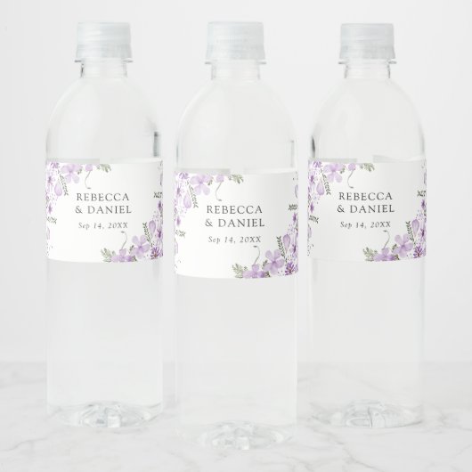 Chic Lavender Wedding Water Flasche Label Wasserflaschenetikett (Flaschen)
