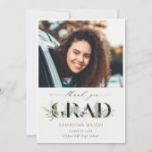 Chic Leafy Fern Succulent Foliage Foto Abschluss Dankeskarte (Vorderseite)