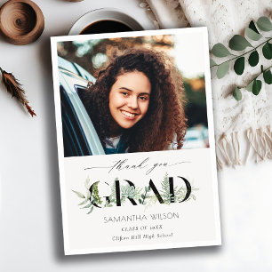 Chic Leafy Fern Succulent Foliage Foto Abschluss Dankeskarte