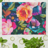 Chic lebendige Rose Muster Geschirrtuch (Gefaltet)