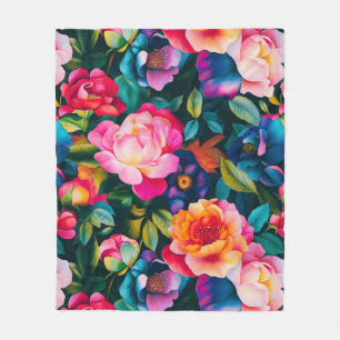Chic lebendiges Rosenmuster Fleecedecke