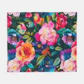 Chic lebendiges Rosenmuster Fleecedecke (Vorderseite (Horizontal))