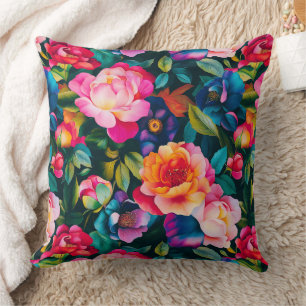 Chic lebendiges Rosenmuster Kissen