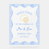 Chic Lemon Blue Tile Italienische Hochzeit Begrüßu Acrylschild (Vorderseite)