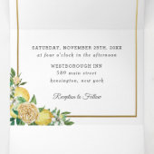 Chic Lemon Blumengrün Gold Wedding RSVP Dreifach Gefaltete Einladung (Innenseite Mitte)