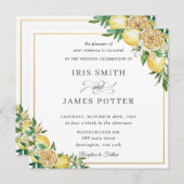 Chic Lemon Blumengrün Gold Wedding Square Einladung (Vorne/Hinten)